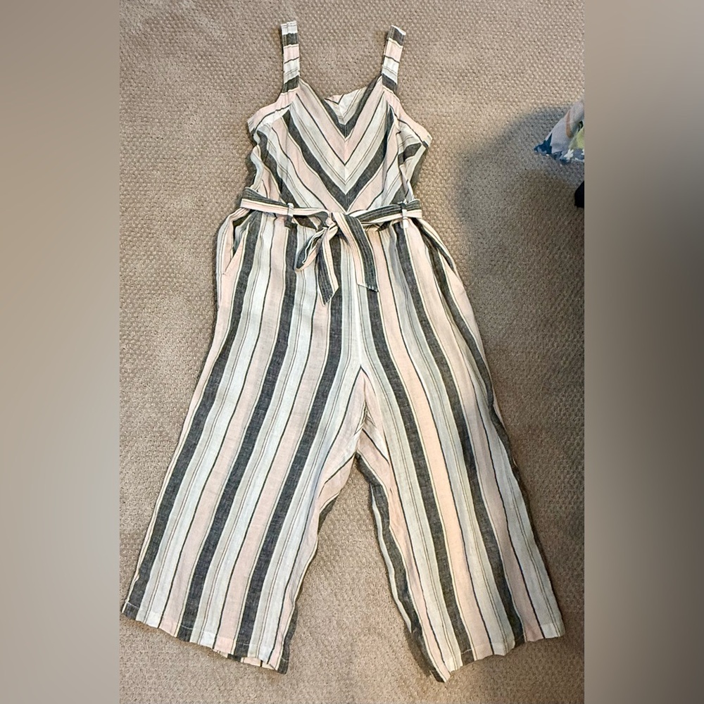 Vince Camuto Pink and Black Striped Romper